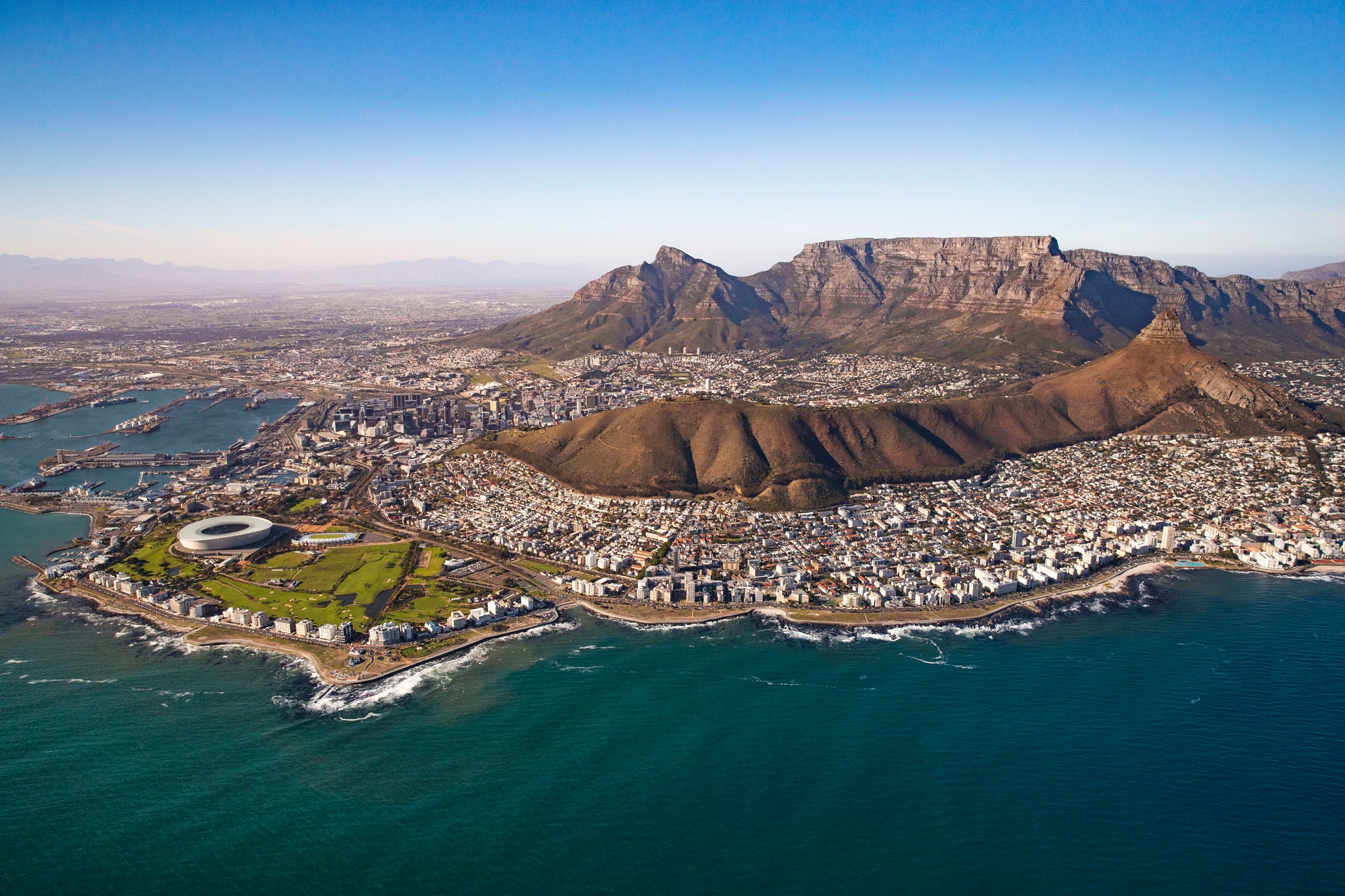 Cape Town, South Africa — looking down on the city from above the Cape Peninsula