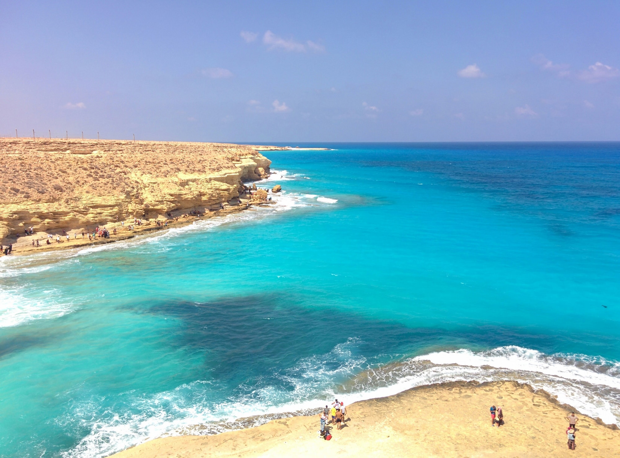 Agiba Beach, Marsa Matrouh, Egypt — looking down on the turquoise bay from the cliffs above