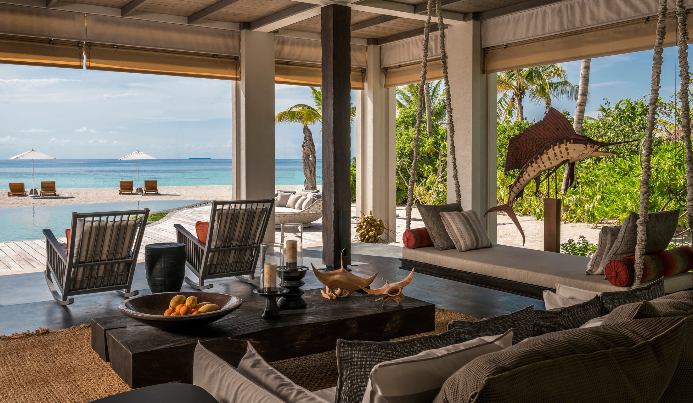 Voavah, Baa Atoll, Maldives — the living room of a private island villa