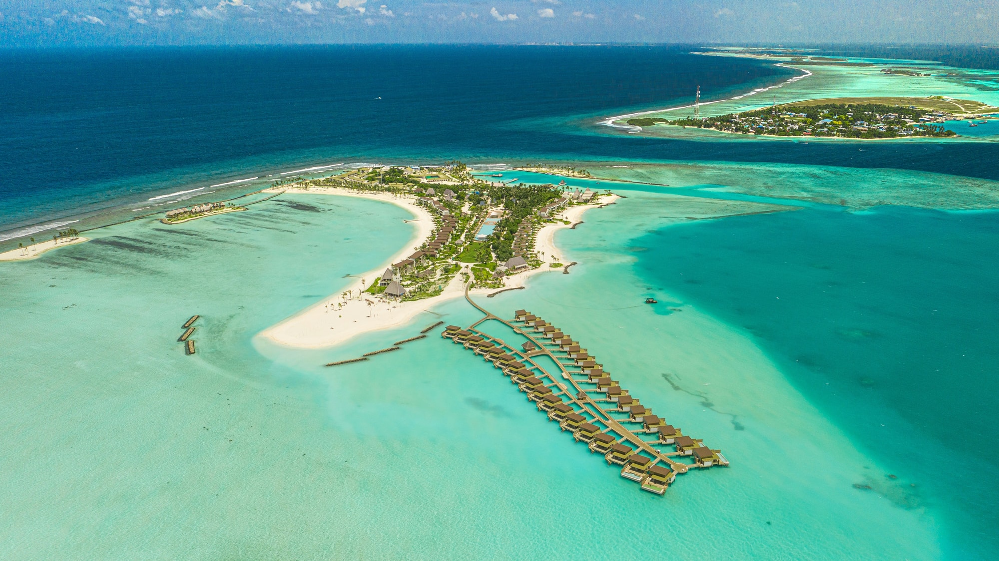 North Malé Atoll, Maldives — an aerial view of a private-island lagoon resort