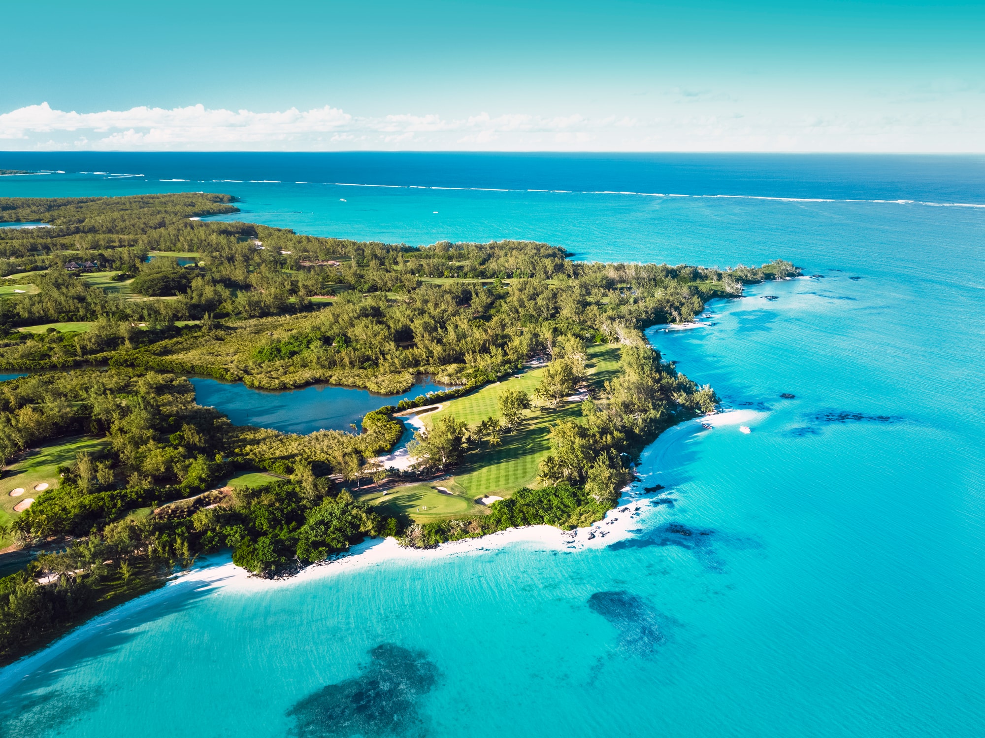 Île aux Cerfs, Flacq District, Mauritius — the lush greens of Île aux Cerfs Golf Club on a private island