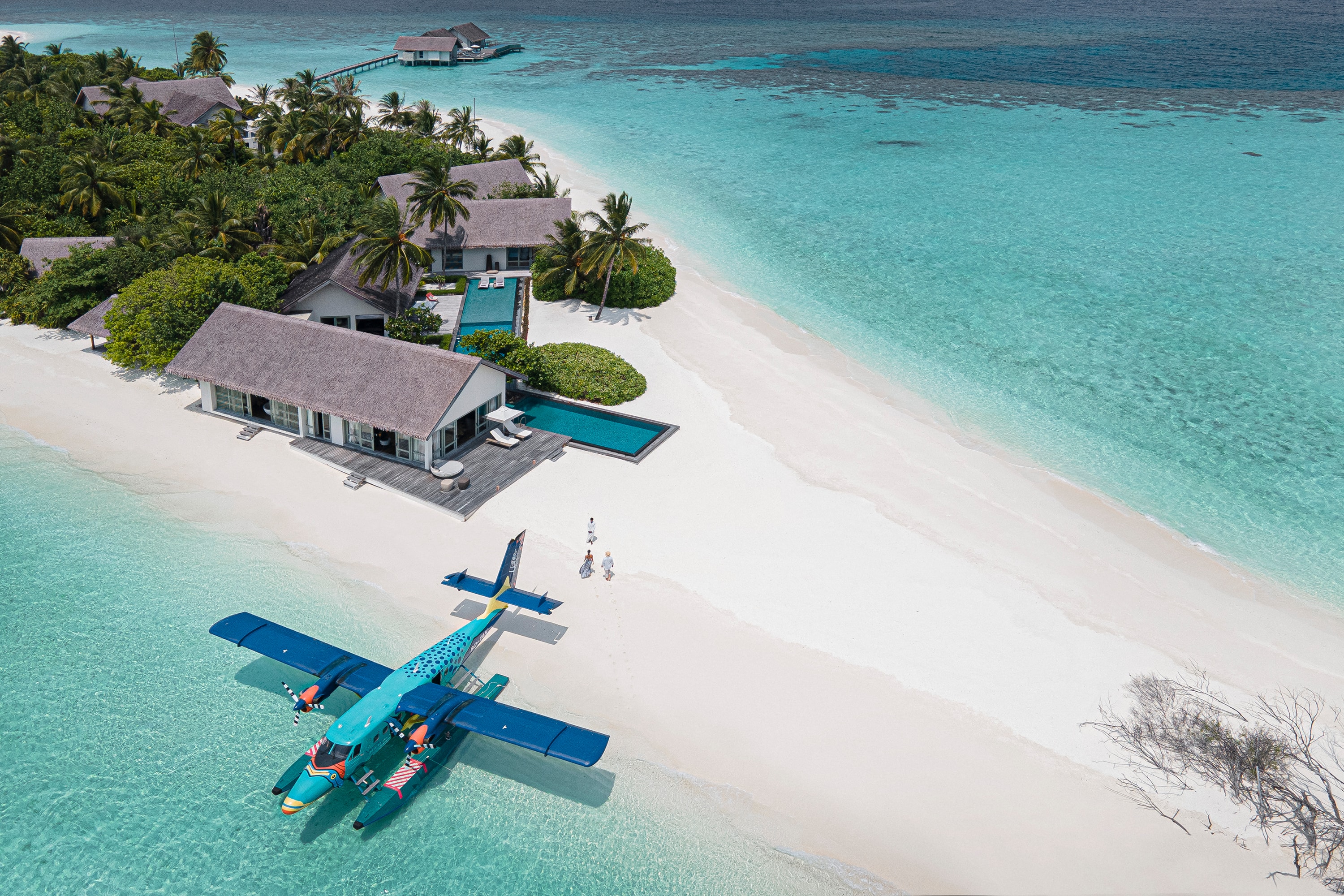Voavah, Baa Atoll, Maldives — arriving by Flying Trigger Fish seaplane at a private Maldivian island