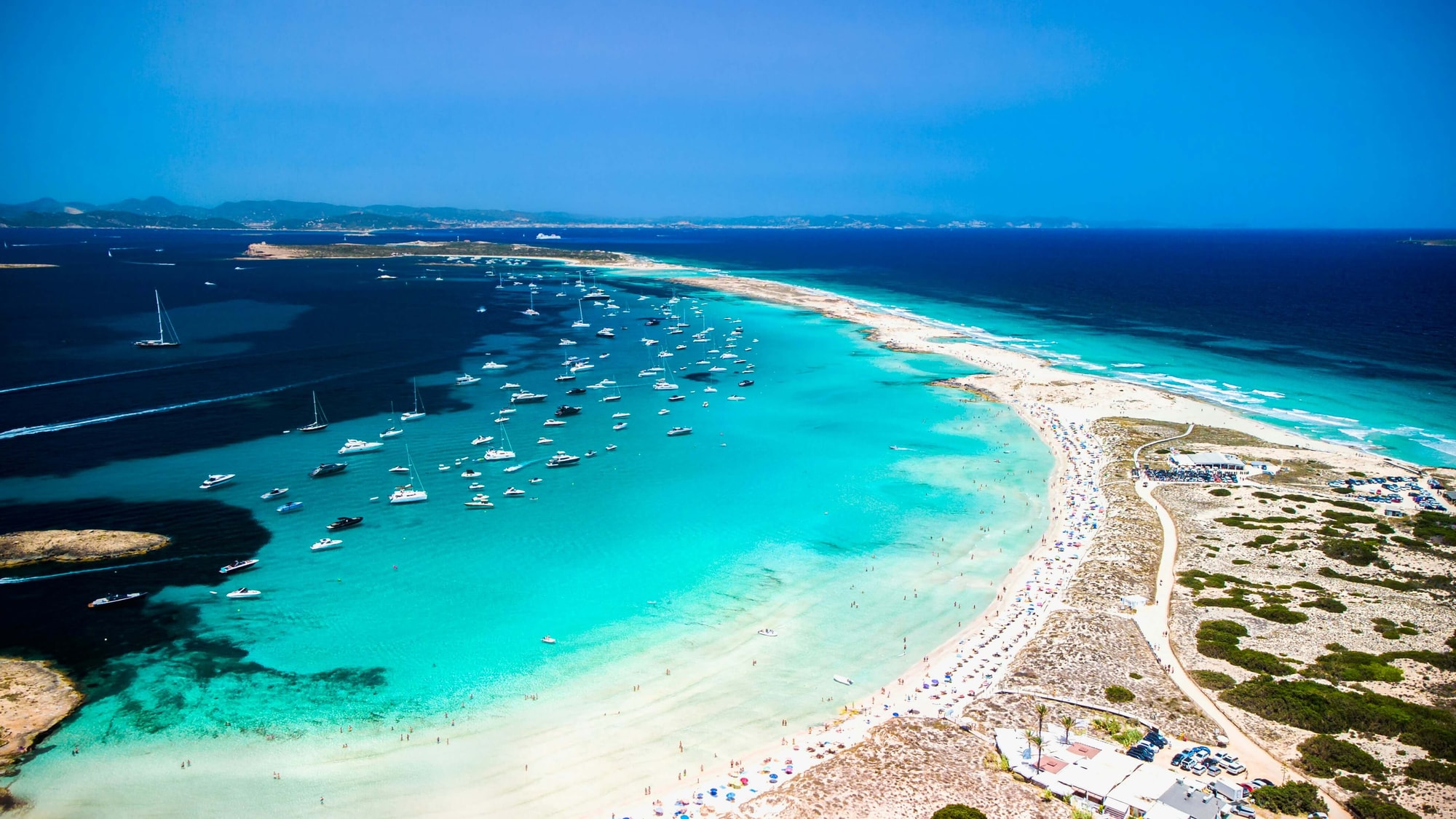 Ses Illetes, Formentera — at anchor on the sandbar facing Ibiza