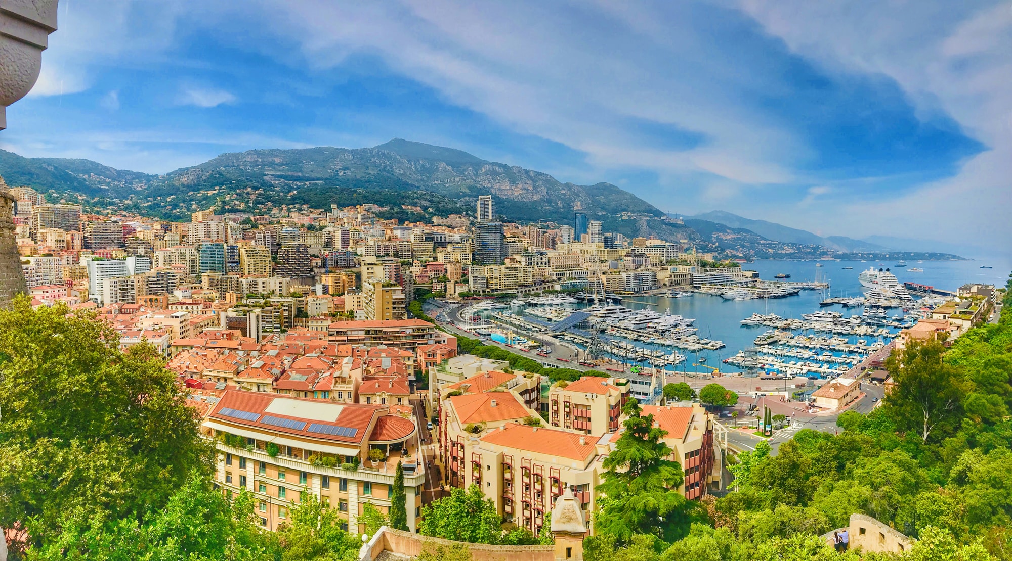 Monte Carlo, Monaco — looking down on Port Hercule from the hills above
