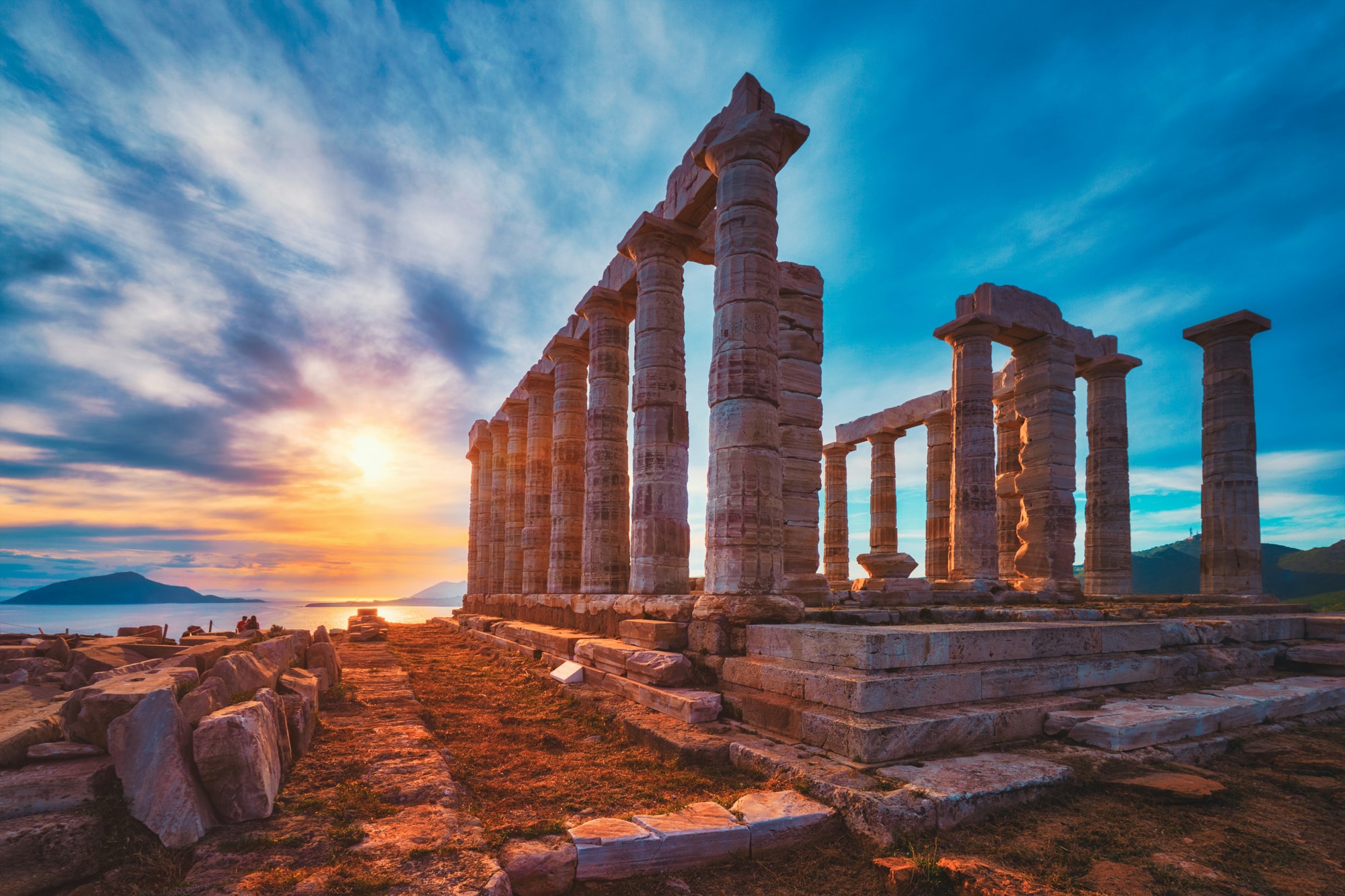 Cape Sounion, Attica — sunset at the Temple of Poseidon