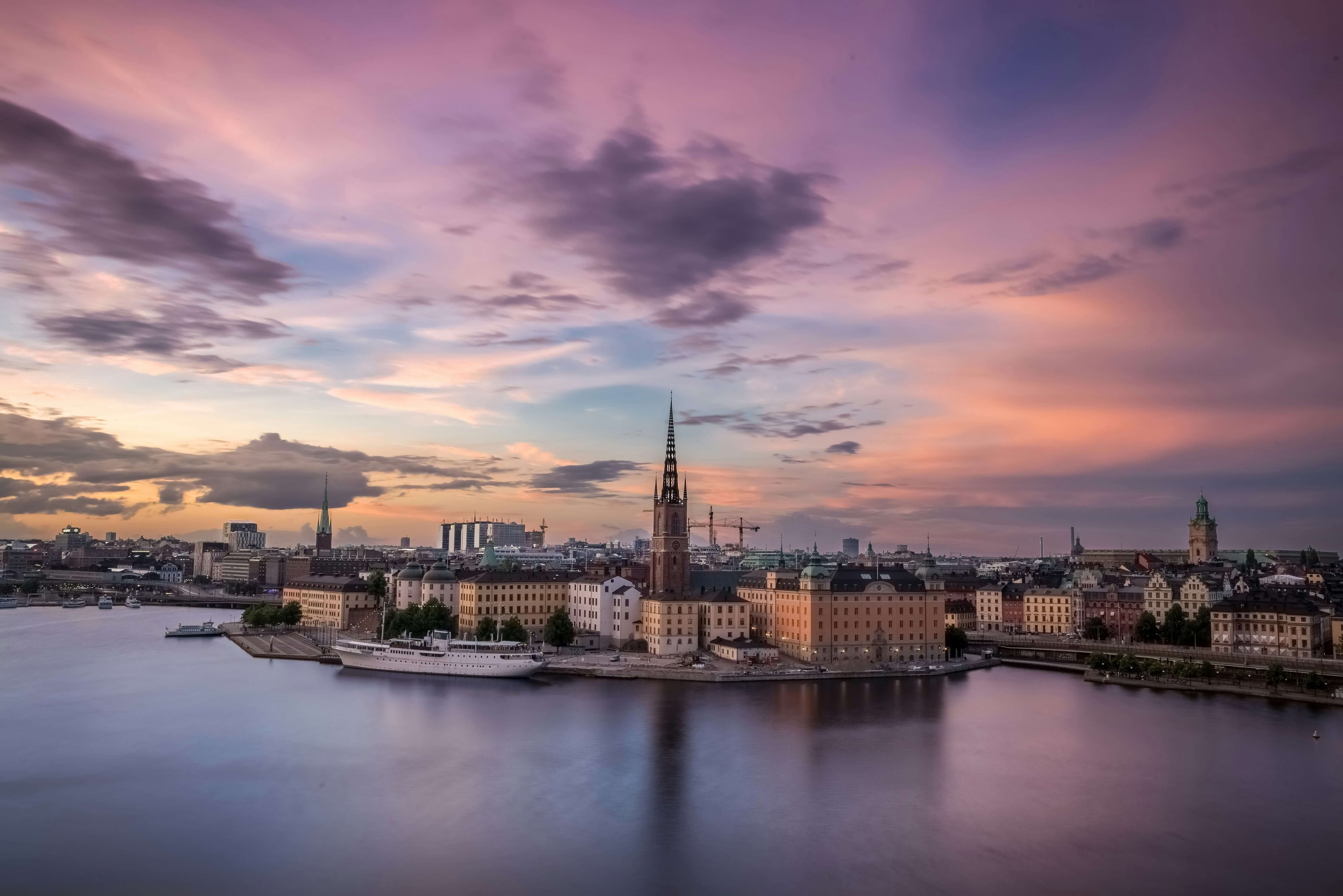 Mariaberget, Stockholm, Sweden — looking out across Stockholm from Mariaberget at sunset