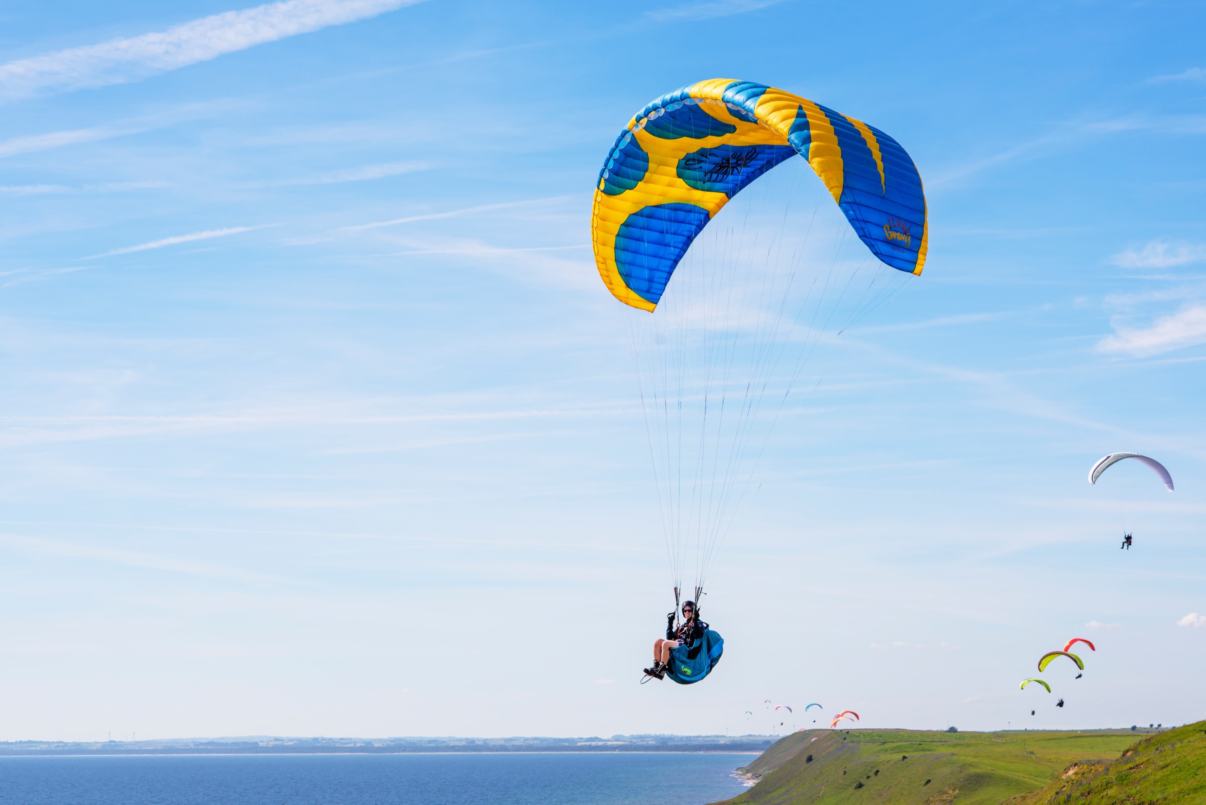 Österlen, Skåne, Sweden — paragliding above the coast of Österlen