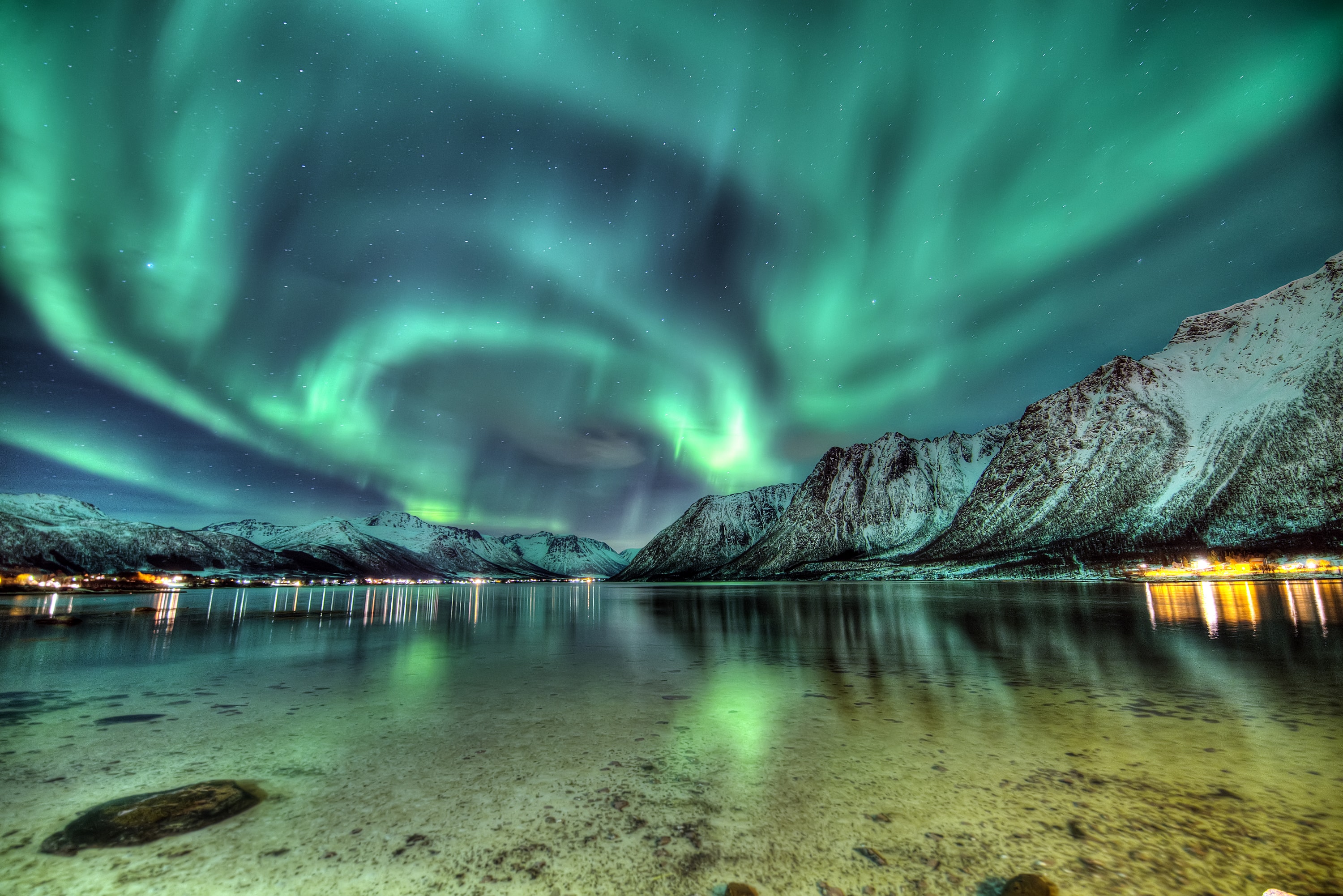 Hognfjorden, Vesterålen, Norway — watching the northern lights over Hognfjorden