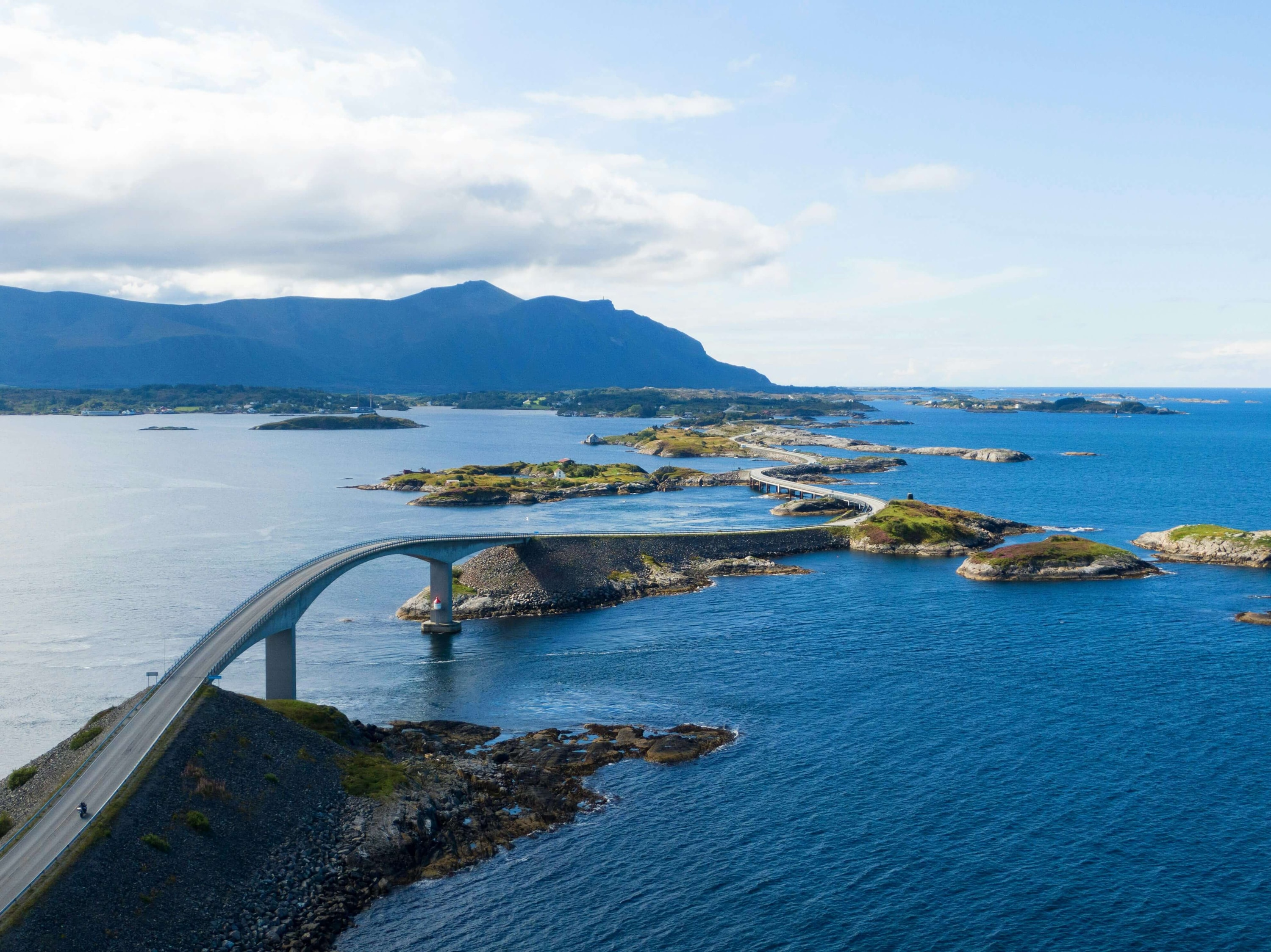 Atlantic Ocean Road, Averøy, Møre og Romsdal, Norway — driving the Atlantic Ocean Road between the islands