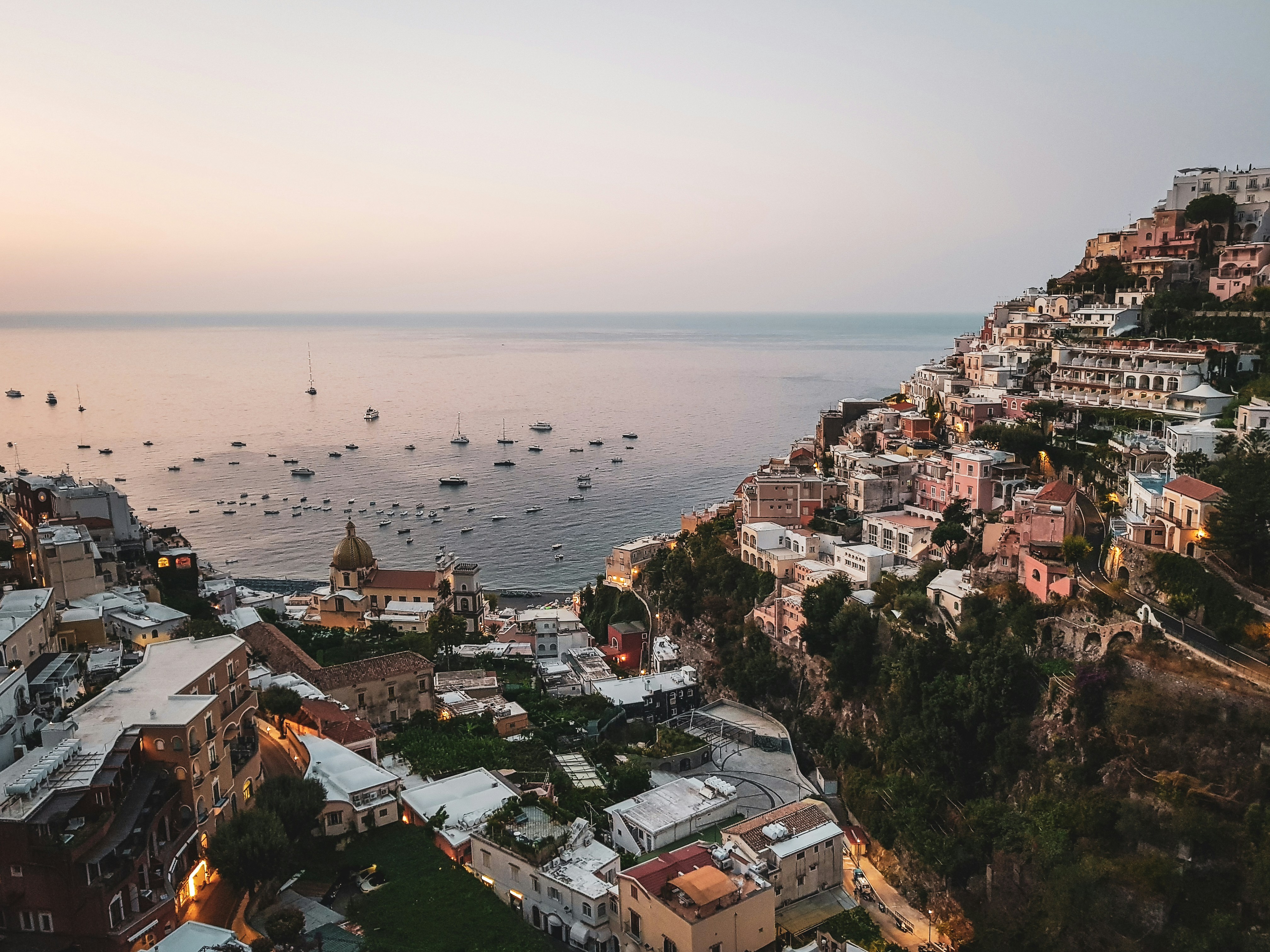 Amalfi Coast cliffside village overlooking the sea